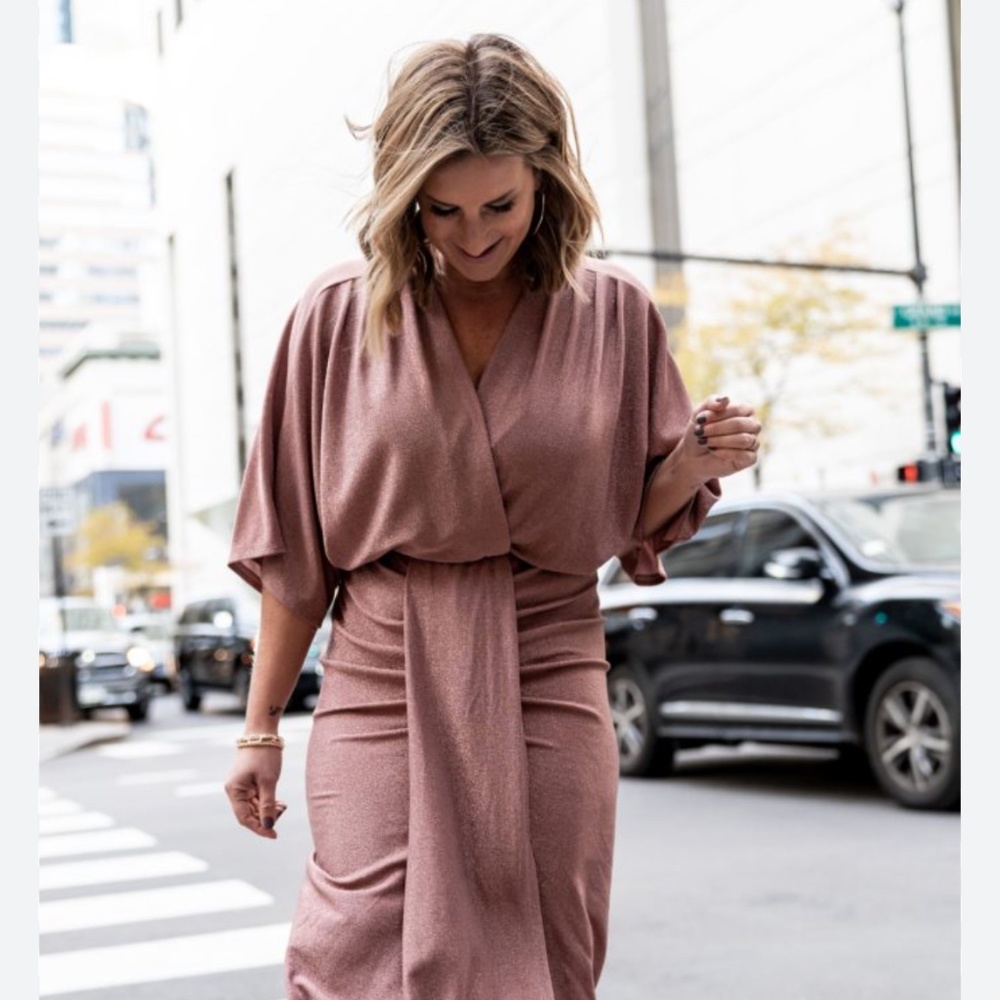 Jennifer Drape Front Luxe Knit Surplice Dress